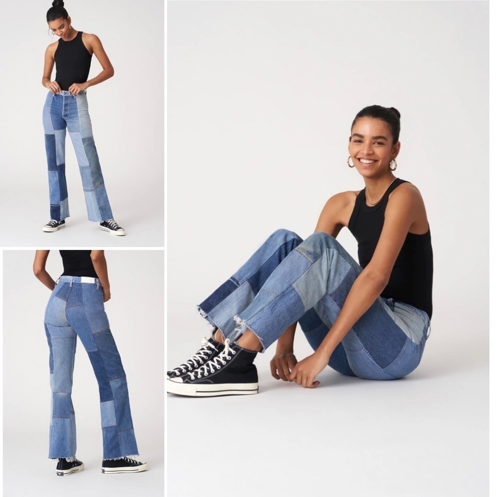 Re/Done Levi’s Jeans NWT Patchwork The Amina Rigid 100% Cotton Flare New 27
